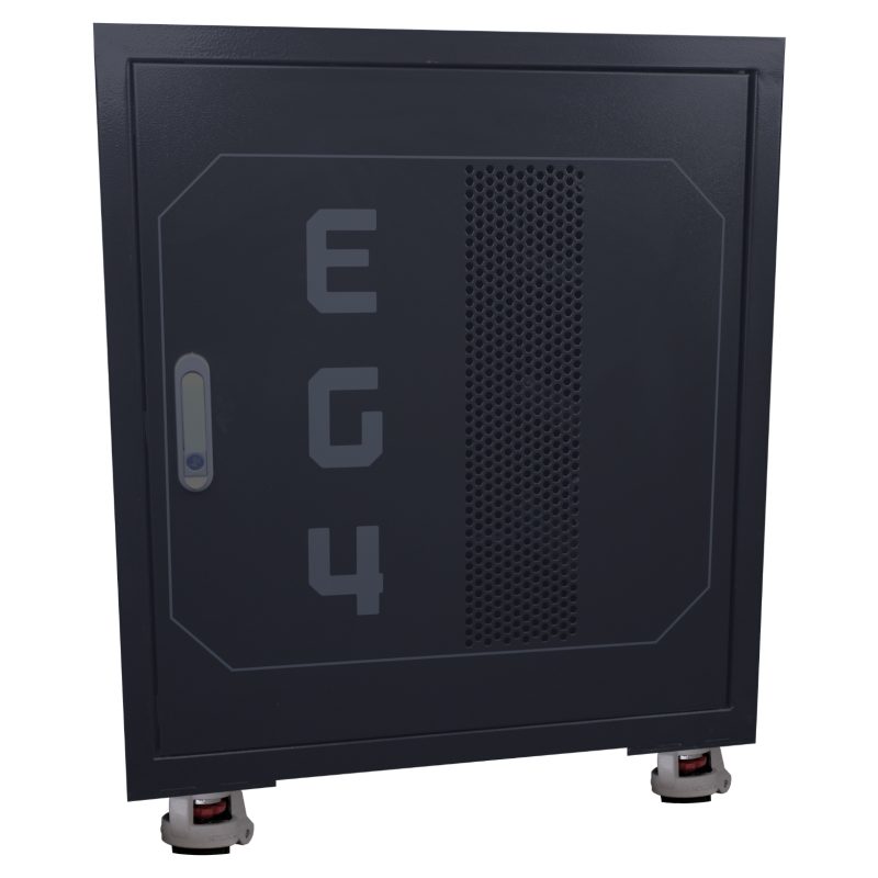 EG4 3-Slot Battery Rack with locking front door and built-in 300A busbars for home and commercial energy storage